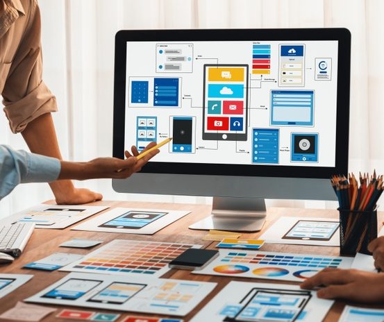 Panorama,Shot,Of,Front-end,Developer,Team,Brainstorming,Ui,And,Ux